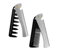 VICASKY 2 Pièces Peigne Pliant Large Dents Acier Inoxydable pour Voyage et Coiffure Peigne de Poche Doux pour Chevelu Sensible Outil Polyvalent pour Hommes et Stylisme Cheveux