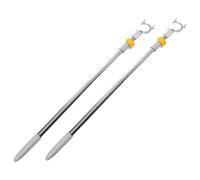 VICASKY 2 Pièces Perche Télescopique, Alliage D'aluminium | Acier Inoxydable et Pp, Longueur Réglable, Tige Longue à Fourche, pour Penderie et Balcon