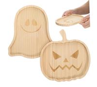 VICASKY 2 Pièces Plateau Halloween Décoratif Plateau de Service Multifonction pour Fruits et Aliments Motif Citrouille et pour Fête Dhalloween et Décoration Intérieure