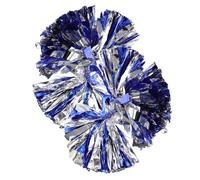 VICASKY 2 Pièces Pompons de Cheerleading Métalliques Étincelants avec Manche Moyen Bleu Argenté Accessoires de Gymnastique et Danse pour Événements Athlétiques Lot