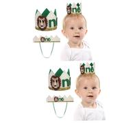 VICASKY 2 pièces Premier Anniversaire Couronne Lion Couronne en Tissu Unique pour Anniversaire Enfant Année Accessoires Photo Léger et Confortable Décoration d'anniversaire Fait à la Main avec amour