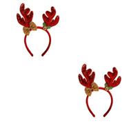 VICASKY 2 Pièces Serrage-tête de Noël en Plastique Rouge avec Bois de Cerf Extensible et Clochettes, Accessoire Stylé pour Cosplay et Fêtes D'garçon et Filles