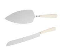 VICASKY 2 Pièces Set Élégant de Couteau et Serveur à Gâteau en Acier Inoxydable Poignée en Céramique Confortable, Multifonctionnel pour Fêtes et Réunions