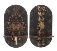 VICASKY 2 Pièces Vitrine Flottante Ambiance Halloween, Présentoir Délicat | Petites Étagères Murales, Style Rustique et Moderne, pour Étude, la Cuisine, Cloche et Boule de Verre