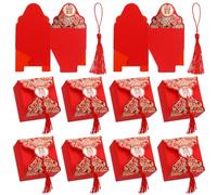 VICASKY 20 Pièces Boîte à Bonbons Rouge en Papier Léger et Pratique pour Mariage et Fêtes, Design Élégant Chinois, Emballage Portable pour Contenir Dragées
