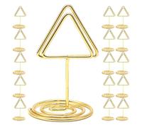 VICASKY 20 Pièces Porte-cartes Triangulaire Doré en Fer pour Décoration de Table Élégante, Support Compact Polyvalent pour Mariage et Buffet, Clip Mémo Pratique