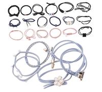 VICASKY 24pièces Lot De Élastiques Décoratifs Pour Queue De Cheval Réutilisables Et Extensibles Adaptés Aux Cheveux Épais Bouclés Ou Fins