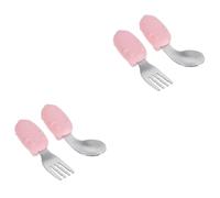 VICASKY 2ensembles s Couverts Pour Bébés Acier Inoxydable Fourchette Et Cuillère Apprentissage Ergonomiques Couverts Pour Garçon Fille Avec Design Anti-glisse Vaisselle Inox
