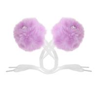 VICASKY 2pcs Pompons en Laine Artificielle Pourpre avec Grelots pour Patins à roulettes et Chaussures, Accessoires Décoratifs Doux et Amusants pour Garçon et Filles