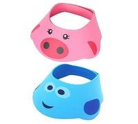 VICASKY 2pièces Bonnet De Bain Réglable Pour Garçon Fille Visière De Bain Doux Protège Les Oreilles Yeux Pour Shampooing Coupe De Cheveux