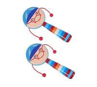 VICASKY 2pièces Hochets à Motifs Dessin Animé Hochets Musicaux pour Garçon Fille Jouets Éducatifs Bois