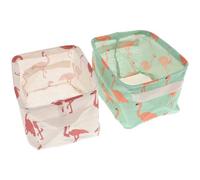 VICASKY 2pièces Panier de Rangement Coton et Lin Imperméable Panier Multifonctionnel de Bureau et Snack avec Motifs Cartoon Aléatoires Organisateur Décoratif pour Petits Plusieurs styles