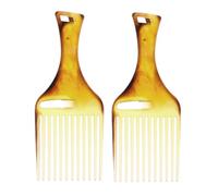 VICASKY 2pièces Peigne Afro Large à Dents Larges Plastique Ambre Peigne Démêlant Pour Cheveux Bouclés Femmes Coiffage Élégant Facile à Transporter