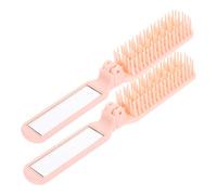 VICASKY 2pièces Peigne De Voyage Pliable Avec Miroir Peigne Compact Et Pratique Pour Types De Cheveux Pour Femmes Et Hommes Poudré
