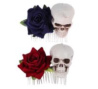 VICASKY 2pièces Peigne Squelette Et Pince à Cheveux Rose Pour Halloween Fête Et Cosplay Lot De Accessoires Légers Et Confortables