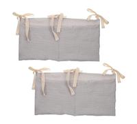 VICASKY 2pièces Sacs De Rangement Suspendus Pour Lit Sacs De Rangement Pour Berceau Et Poussette Avec Poches Doubles Coton Pour Accessoires