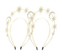 VICASKY 2pièces Serre-tête De Fête Métal Avec Étoiles à Six Branches Et Lunes Bandeau Cosplay Double Couche Pour Femme Pour Mariages Et Scènes