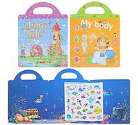 VICASKY 3 Ensembles Autocollants Éducatifs Réutilisables pour Garçon Fille Activités Manuelles Développement Concentration et Créativité avec Scènes Corps Océan et Contes de Fées