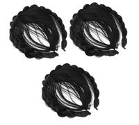 VICASKY 3 Pièces Bandeau Tressé Naturel Noir avec Frange Intégrée Perruque Bandeau Coiffure Femme et Fille Accessoire Cheveux pour Fête Cosplay et Usage Quotidien