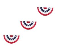 VICASKY 3 Pièces Drapeau Forme de Ventilateur Plissé Décoration Patriotique Of July Guirlande Fanion Toile pour Fête Independence Day