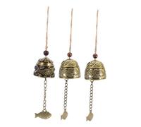 VICASKY 3 pièces Éoliens Métalliques Feng Shui Vintage à Suspendre Décorations avec Dragons et Poissons Sculptés pour Porte Jardin et Maison Apportant Paix et Harmonie