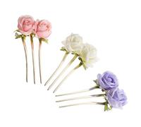 VICASKY 3 pièces Épingles à Cheveux Vintage Forme de U avec Fleur de Pivoine Accessoires de Coiffure Traditionnels Chignons pour Femmes Beige Rose Pins Stylisés