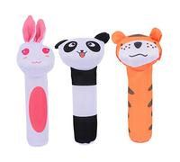 VICASKY 3 Pièces hochets d'animaux jouets d'éveil jouets manipulés par bébé jouets hochet à long manche jouets hochet pour tout-petits jouets à hochet Peluche
