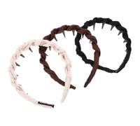 VICASKY 3 Pièces Lot de Bandeaux Torsadés Satin pour Femmes Serre-têtes Antidérapants avec Dents U Accessoires Extensibles pour Coiffure Maquillage Visage Yoga Noir Marron