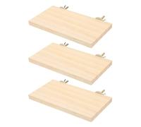 VICASKY 3 Pièces Lot de Plateformes Bois Massif pour Cage à Oiseaux Perchoirs Rectangulaires Naturels pour Calopsittes et Perruches Support Exercice et Repos Confortable Accessoires pour
