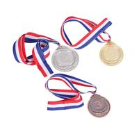 VICASKY 3 Pièces Médaille de Récompense avec Ruban, Motif Blé | Compétition et Jeux, Finition Dorée, Usage Classe ou Fête, Pensée pour Garçon et Filles et Enseignants