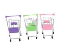 VICASKY 3 pièces Mini Chariot de Courses Garçon Fille Fer Électrolytique Caddie de Supermarché pour Jeux Imitation Rangement Maquillage Bureau Rose Vert