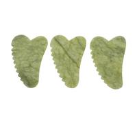 VICASKY 3 pièces Outil de Massage Gua Sha Visage Jade Vert Planche Ergonomique Cornes Épaisses pour Massage Du Visage des Gonflements et Raffermissement Peau Lot pour Soin Quotidien