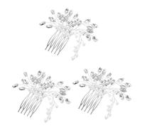VICASKY 3 Pièces Peigne à cheveux de forage en verre perlé Mariage casque peignes à cheveux décoratifs Couvre-chefs de mariée