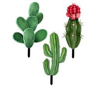 VICASKY 3 pièces Pieu de Cactus Décoratif pour Jardin Décoration de Pelouse et Signe de Cour Ornements Extérieurs Colorés pour Aménager Votre Espace Vert