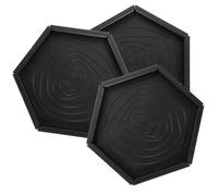 VICASKY 3 Pièces Plat Hexagonal pour Tortue Terrestre en Plastique Noir, Gamelle Sûre pour Reptiles pour Nourriture et Eau, Accessoire pour Terrarium et Petits Animaux