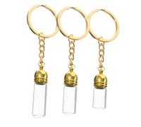 VICASKY 3 pièces Porte-clés Flacon Verre Transparent avec Bouchon Acrylique Doré Bouteilles Vides pour Parfum Pendentif Multifonction Voyage et Diffuseur Huile Essentielle