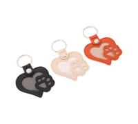 VICASKY 3 Pièces Porte-clés Mémorial Poils Animaux Cuir PU Lot de Noir Orange Porte-clés Cœur et Patte pour Collection Poils Chien et Chat Souvenir Léger à Accrocher Clés Sacs Sacs à Dos