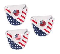 VICASKY 3 Pièces Putter Golf Cuir PU Motif Drapeau Américain Housse Tête de Club Protection et Ajustée pour Mallet Center Shaft