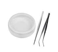 VICASKY 3 pièces Set Mangeoire Reptiles avec Bol Céramique Moyen et Pinces INOX Droites et Courbées Outil Alimentation Reptiles Pratique pour Tortue Lézard Serpent Araignée