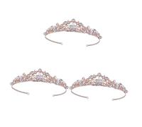 VICASKY 3 Pièces Tiare pour Fille Élégant Couronne de Mariage Rose Doré Bandeau et Confortable Accessoire Anniversaire et Cérémonie