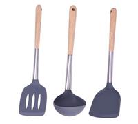VICASKY 3 pièces Ustensiles de Cuisine Silicone Set Inox Antiadhésif Spatule Louche Passoire Cuisine Polyvalent pour Maison Restaurant