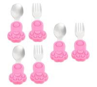 VICASKY 3ensembles Set De Couverts Silicone Et Acier Inoxydable Pour Garçon Fille Cuillère Et Fourchette Pratiques Voyage Pour Garçon Fille Et Apprentissage Dînette Coloris Inclus