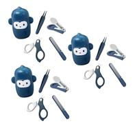 VICASKY 3ensembles Set De Soins Des Ongles Pour Trousse Complète Avec Coupe-ongles Ciseaux Et Pince à Épiler Ensemble Pratique Et Sécurisé Pour Maman Et Couleur Bleue Avec Motif Singe