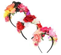 VICASKY 3pièces Bandeau Fleuri Mexicain pour Cheveux Couronne de Fleurs Halloween Accessoires Gothiques pour Femmes Coiffe Fleurie pour Festival
