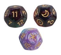 VICASKY 3pièces Dés Astrologiques à Faces avec Signes du Zodiaque Planètes et Chiffres pour Lecture des Constellations Jeux de Tarot