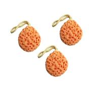 VICASKY 3pièces Éponge De Bain Mousse Naturelle Forme De Nid Abeille Lot De Éponges Exfoliantes Pour Adulte Douceur Et Nettoyage Orange