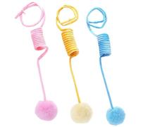 VICASKY 3pièces Lot de Boules Peluches à Ressort pour Chat Jouet Interactif Autonome pour Petits Animaux Jouet Exercice Amusant Et Stimulant Accessoire Animation Intérieur Jaune Rose Bleu