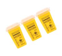 VICASKY 3pièces Lot De Conteneurs à Aiguilles Boîtes à Déchets Pour Objets Tranchants Étiquettes Avertissement Portable Poignée Adapté Aux Déplacements Et Laboratoires Jaune