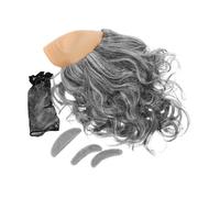 VICASKY 3pièces Perruque Chauve Grise Avec Barbe Et Sourcils Pour Hommes Perruque Crâne Chauve Ondulée Confortable Pour Déguisement Fête Costumée Et Halloween