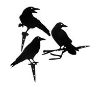 VICASKY 3pièces Statue Oiseau de Jardin Métal Décoration Murale Corbeau pour Extérieur Terrasse ou Patio